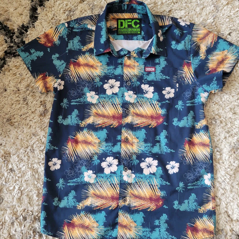 DIXXON Kids Floral Print Shirt - Navy and Yellow